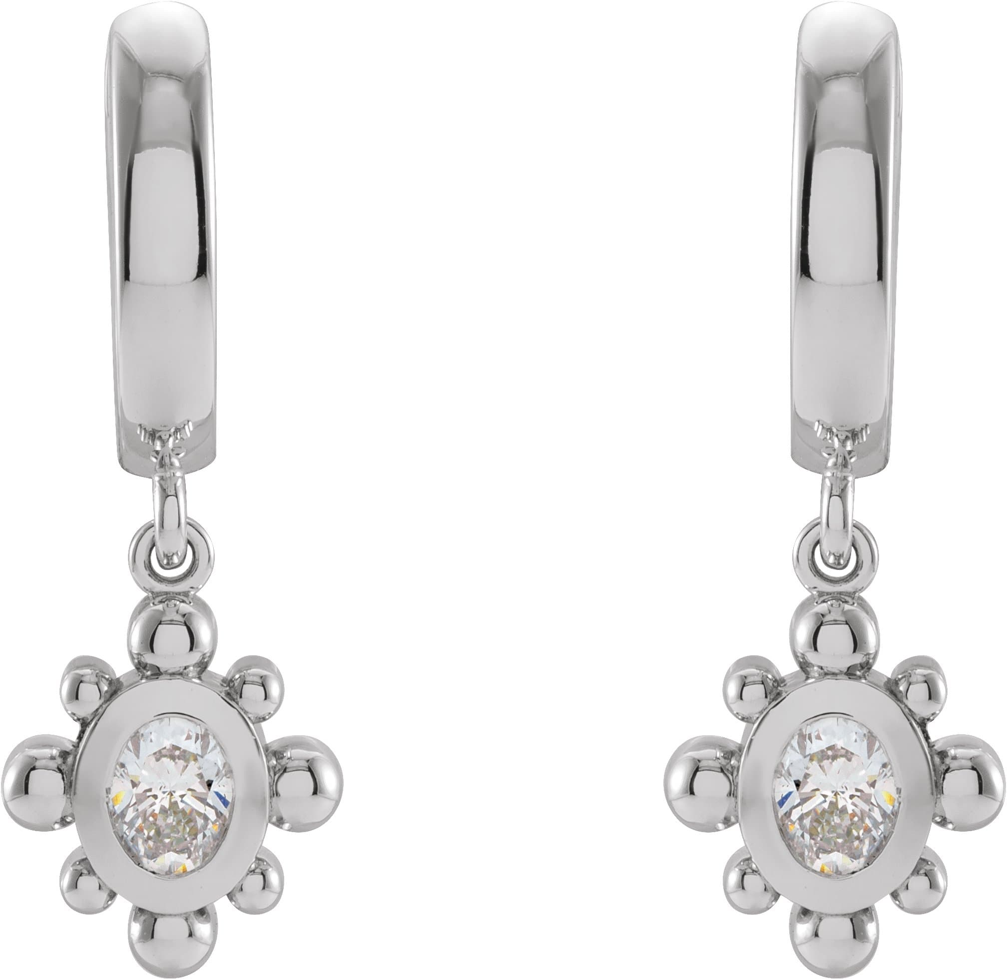 Beaded Bezel-Set Hinged Hoop Earrings view 2