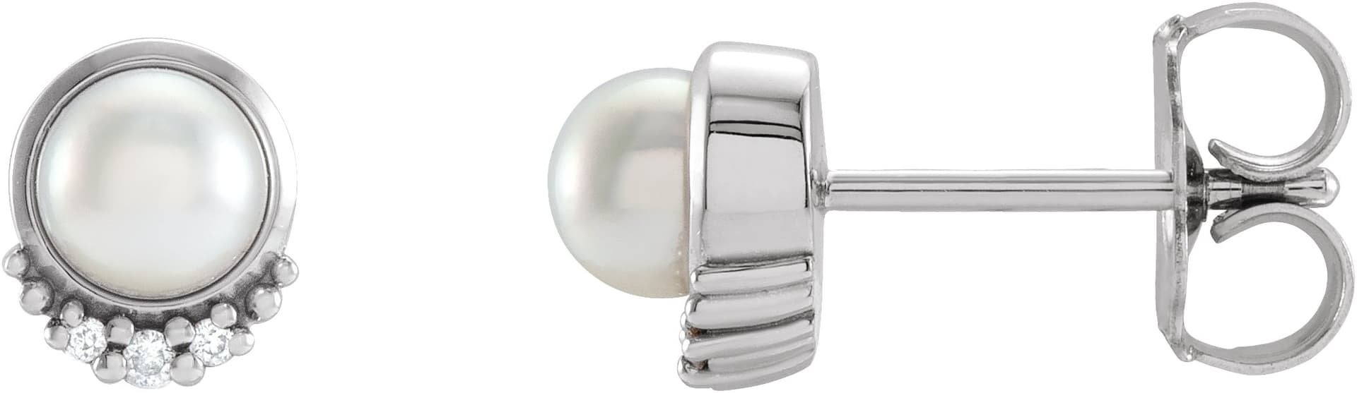 14K Rose .02 CTW Natural Diamond Semi-Set Earrings for 4 mm Pearl