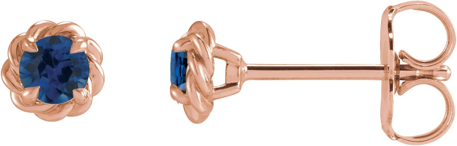 14K Rose Gold 5.5 mm Lab-Grown Blue Sapphire Claw-Prong Rope Earrings