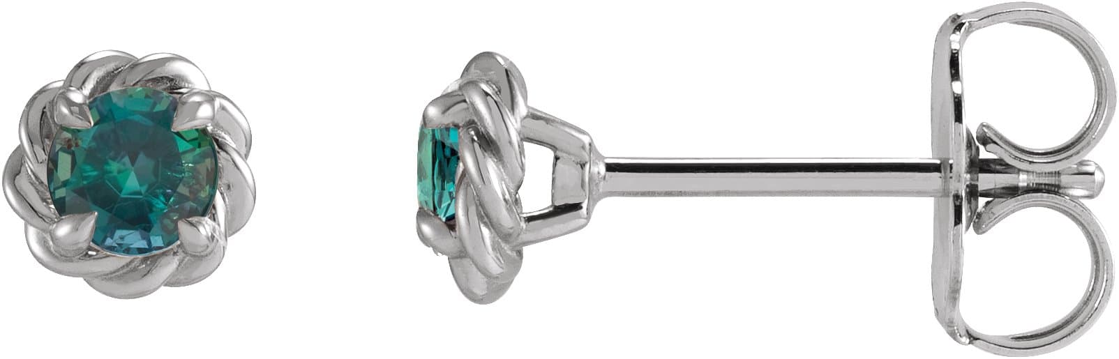 Sterling Silver 3 mm Lab-Grown Alexandrite Claw-Prong Rope Earrings