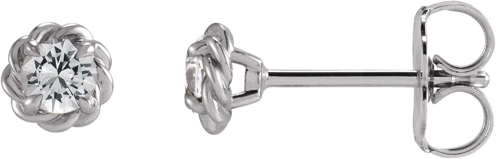 Sterling Silver 3 mm Natural White Sapphire Claw-Prong Rope Earrings