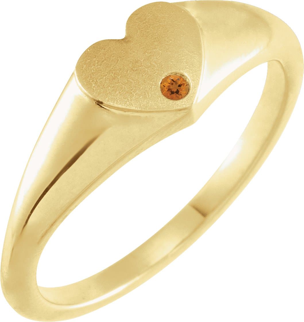 14K Rose Natural Alexandrite Heart Signet Ring