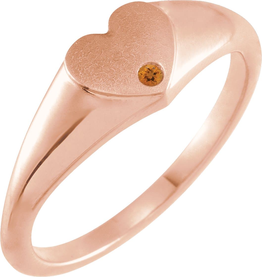 14K Rose Natural Alexandrite Heart Signet Ring