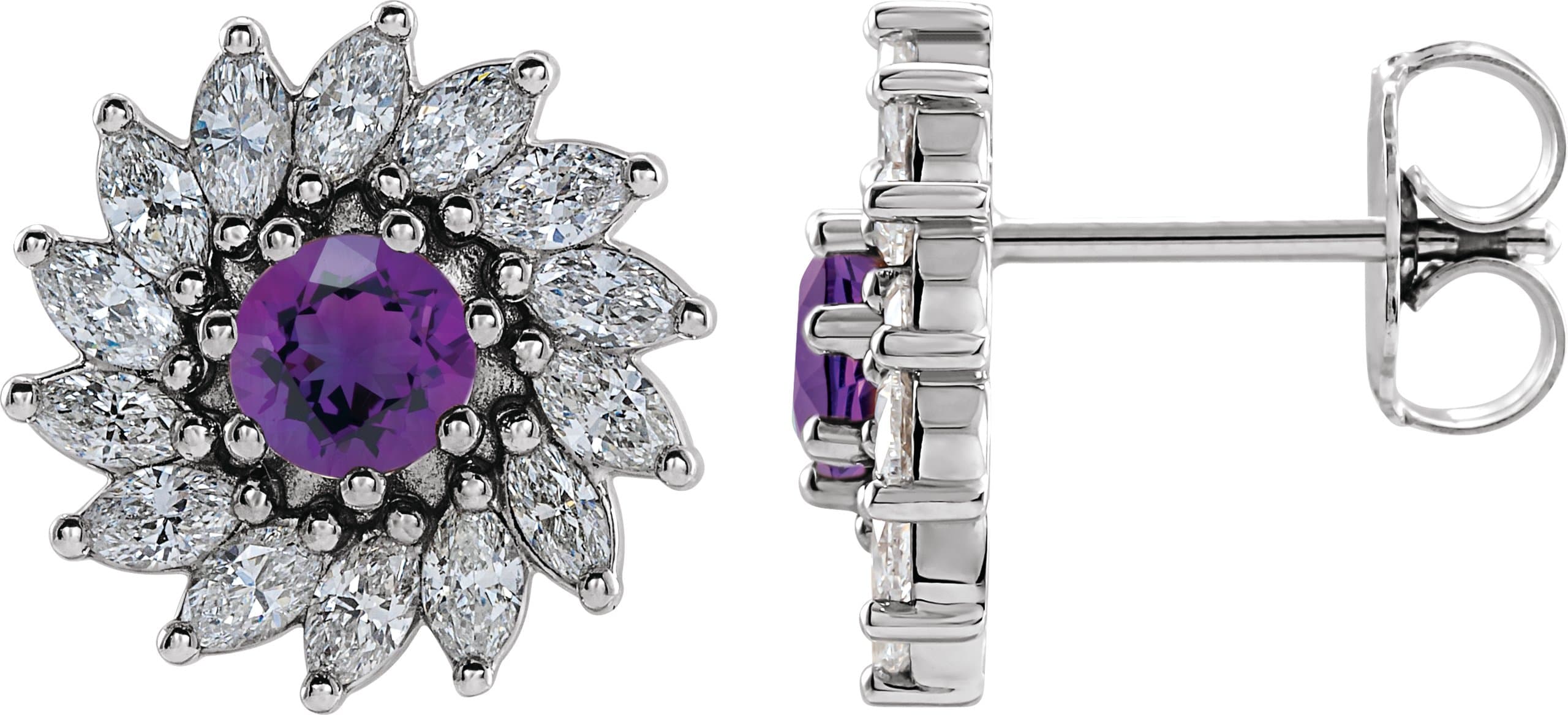 14K Rose 3.5 mm Lab-Grown Alexandrite & 3/4 CTW Natural Diamond Earrings