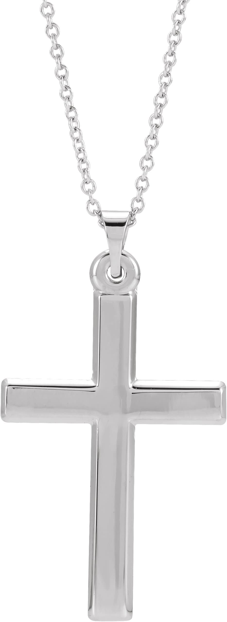 14K White Cross 18 Necklace
