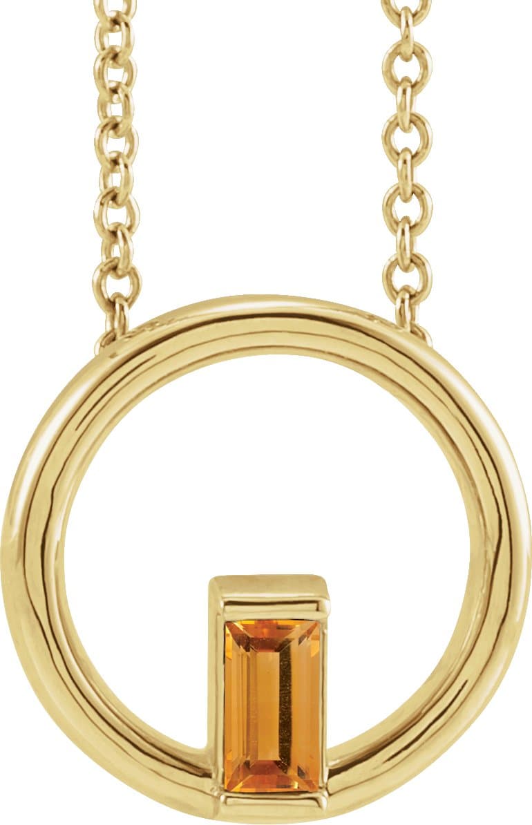 14K Rose Natural Citrine Circle 16-18 Necklace