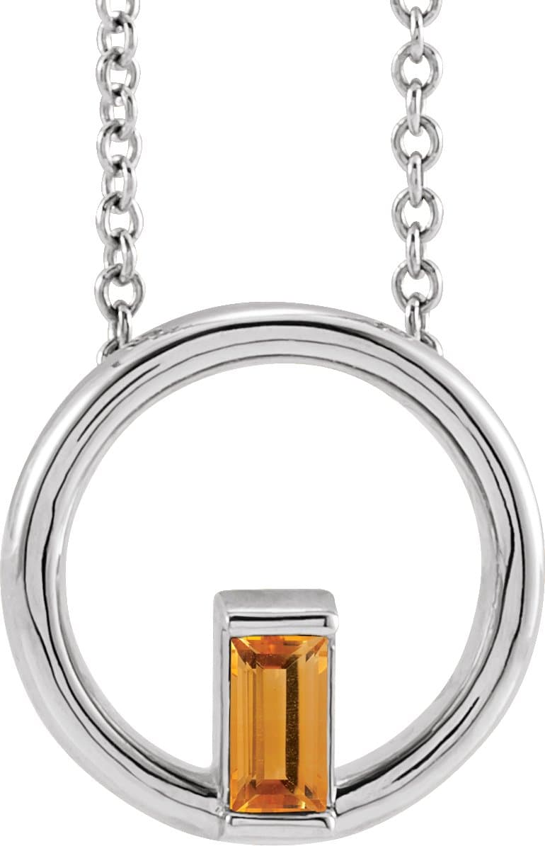 14K Rose Natural Citrine Circle 16-18 Necklace