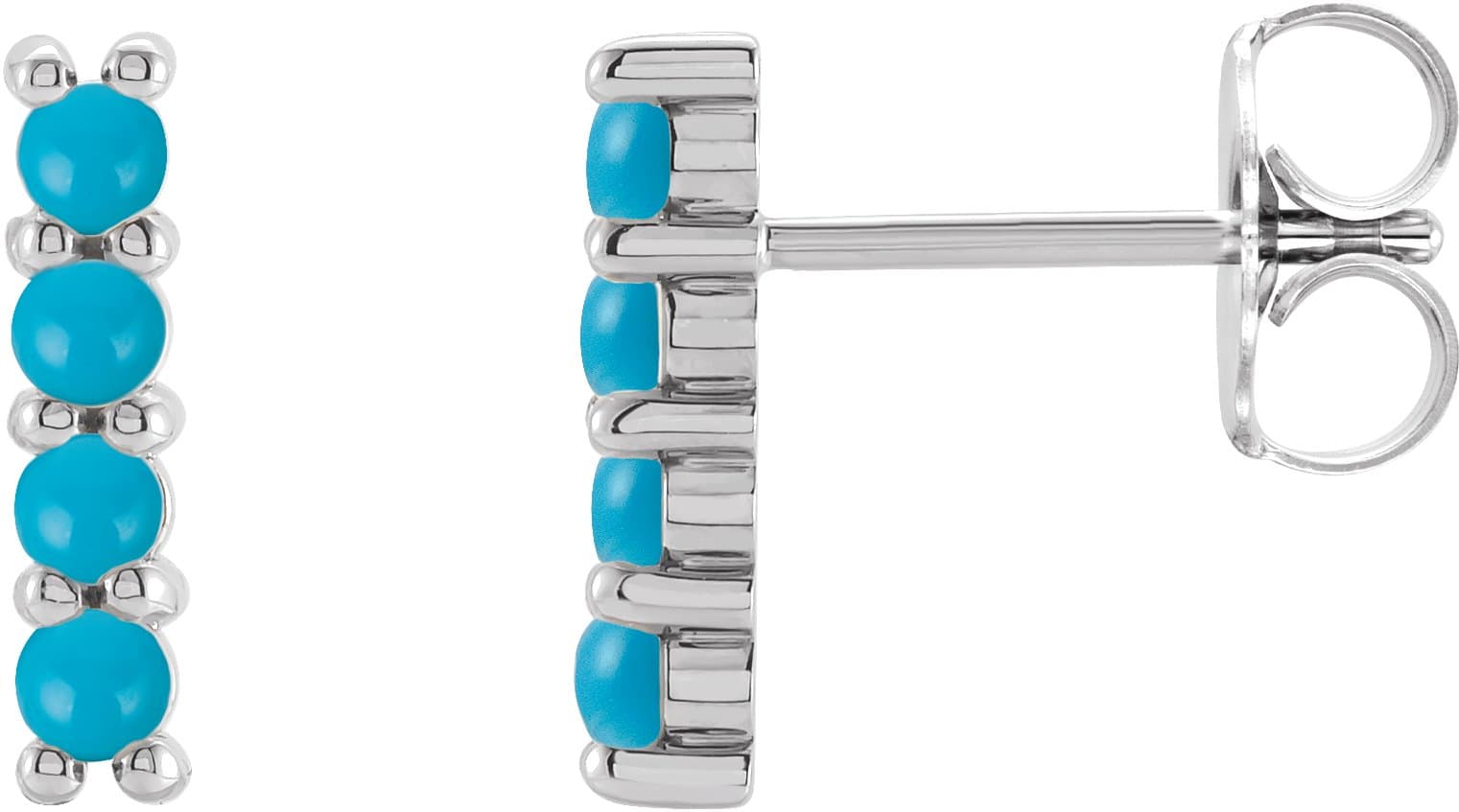 14K Rose Natural Turquoise Bar Earrings