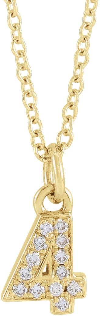 14K Rose Gold Petite Pavé®.02 CTW Natural Diamond Numeral 1 16-18" Necklace