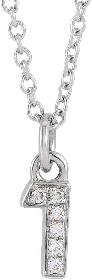 14K Rose Petite Pavé™ .02 CTW Natural Diamond Numeral 1 16-18 Necklace