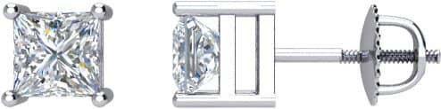 14K White 1 CT Natural Diamond Single Stud Earring