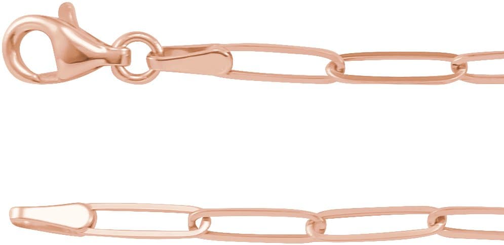 14K Rose 2.6 mm Paperclip-Style 24 Chain