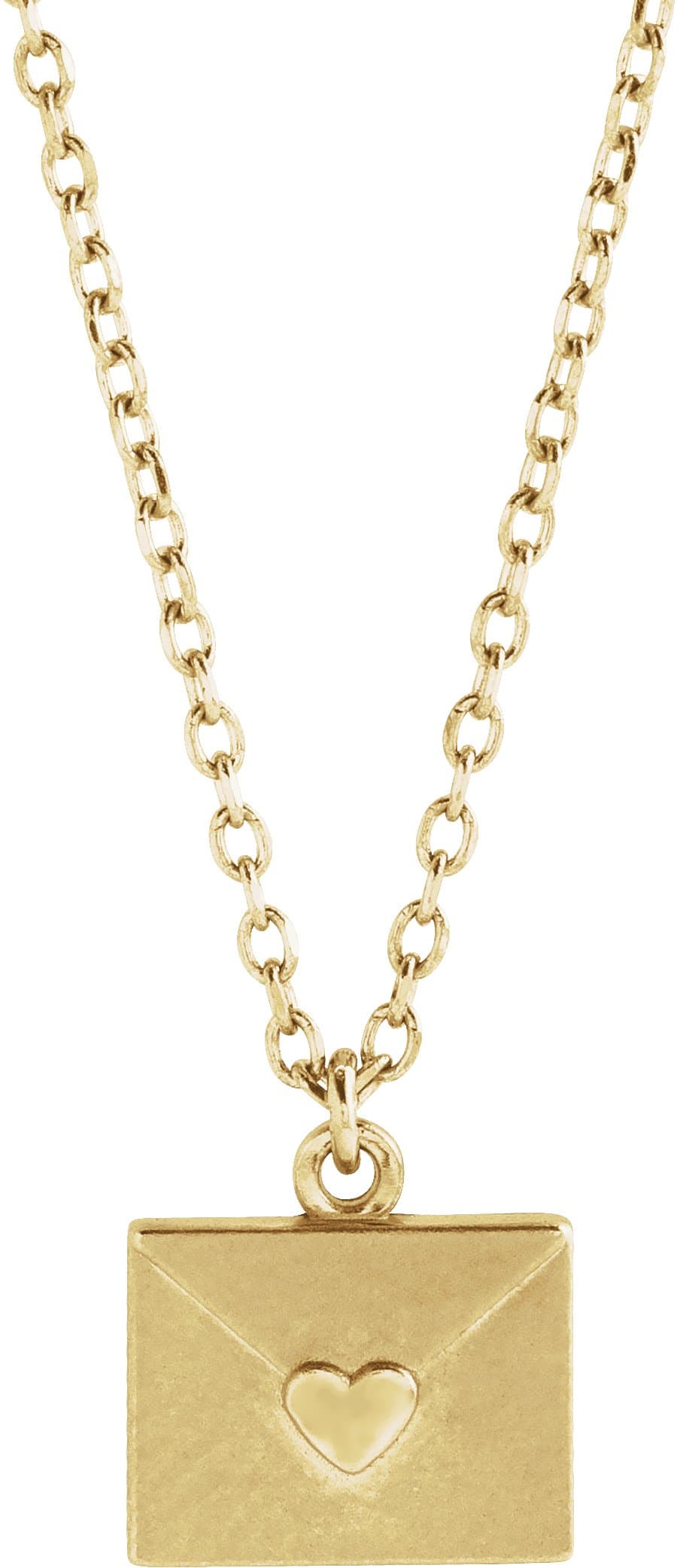 14K Rose Heart Envelope 16-18" Necklace