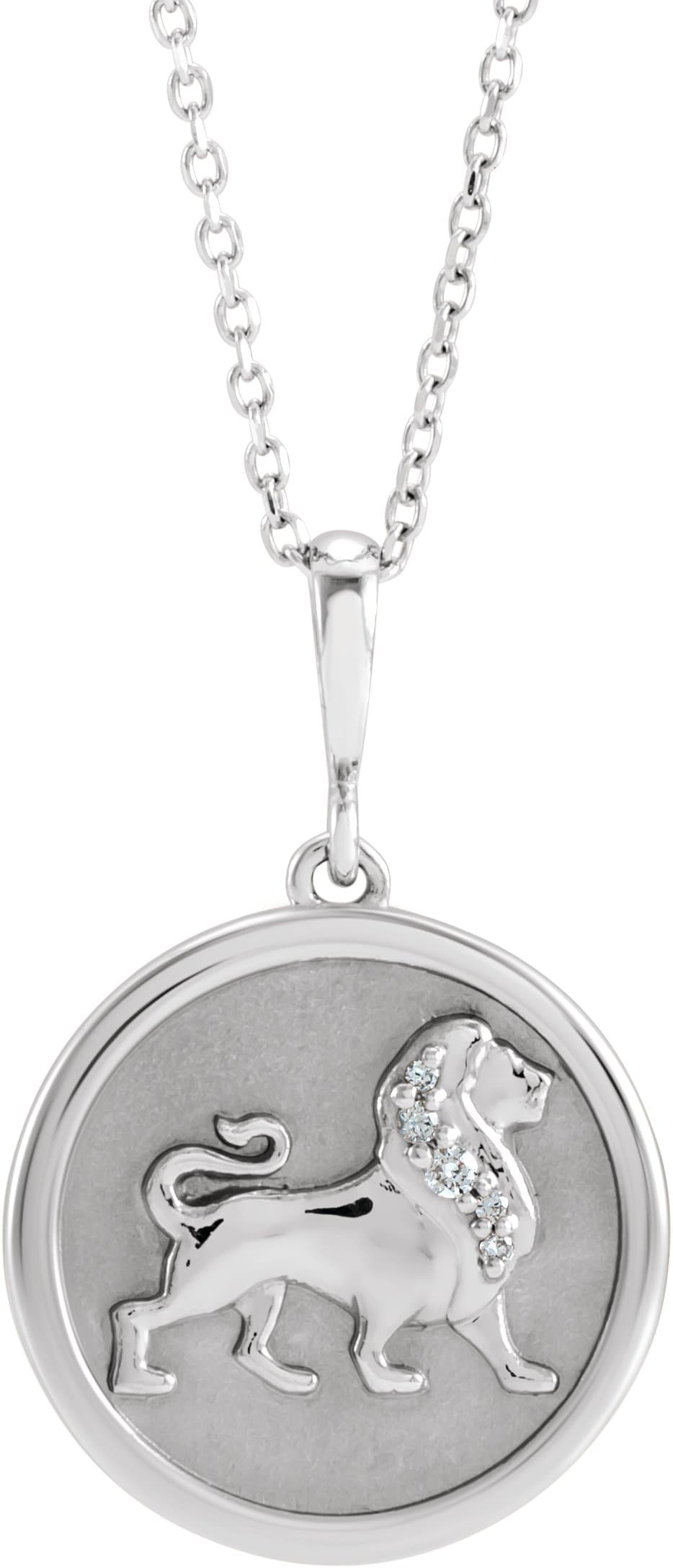 Platinum .02 CTW Natural Diamond Lion 16-18 Necklace