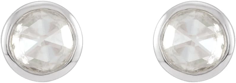 Round Bezel-Set Rose-Cut Stud Earrings, view 3