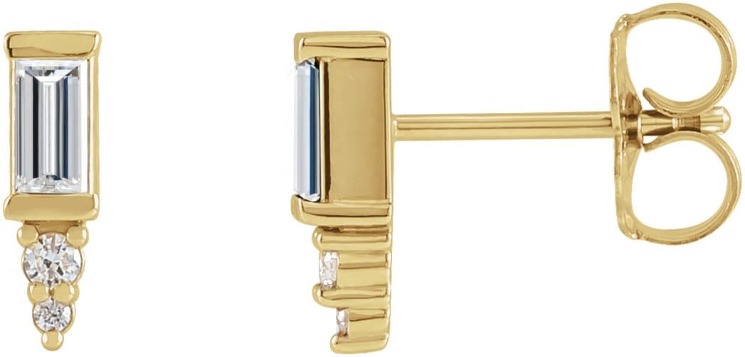 14K Rose Gold 1/6 CTW Natural Diamond Bar Earrings