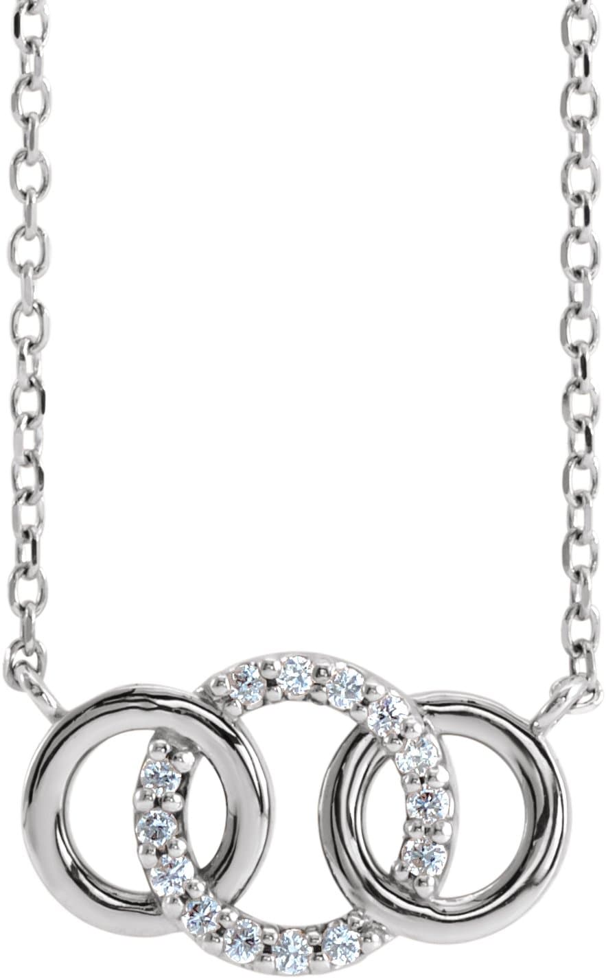 14K White .05 CTW Natural Diamond Interlocking Circle 18 Necklace