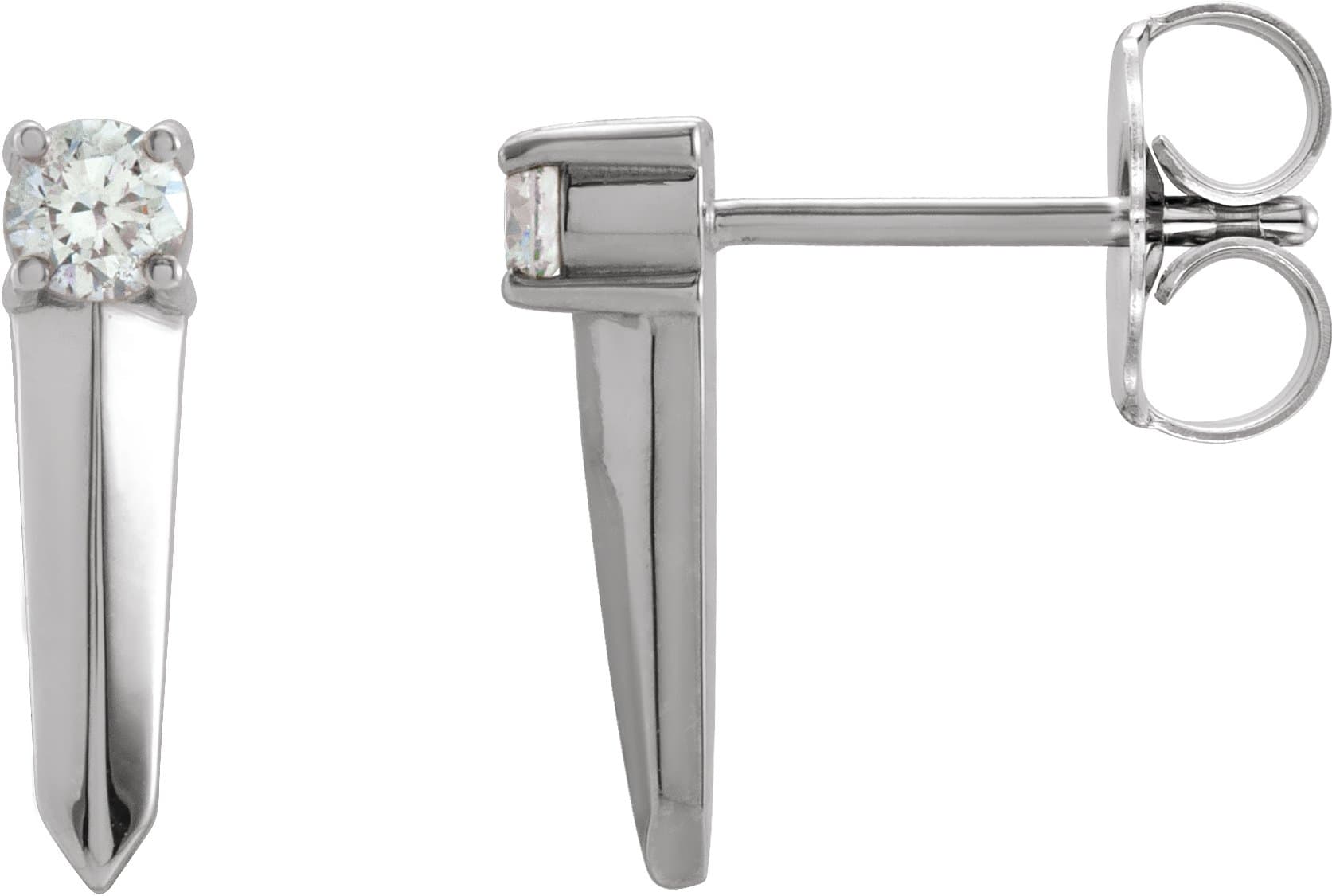 14K Rose 1/6 CTW Natural Diamond Knife-Edge Bar Earrings