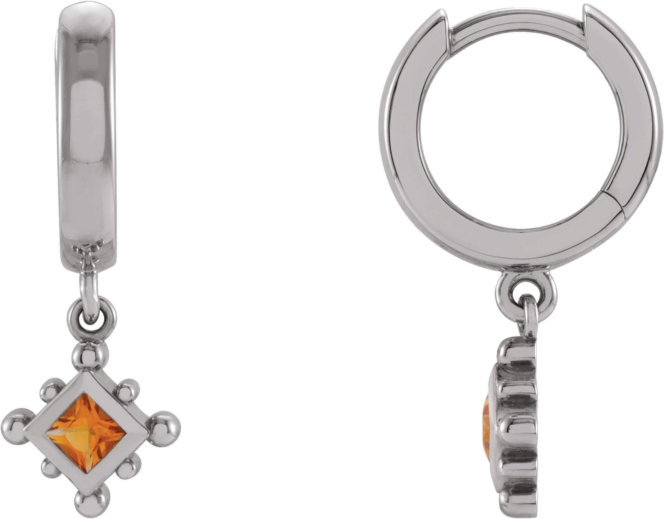 14K Rose Gold 1/5 CT Natural Diamond Beaded Bezel-Set Hoop Earrings