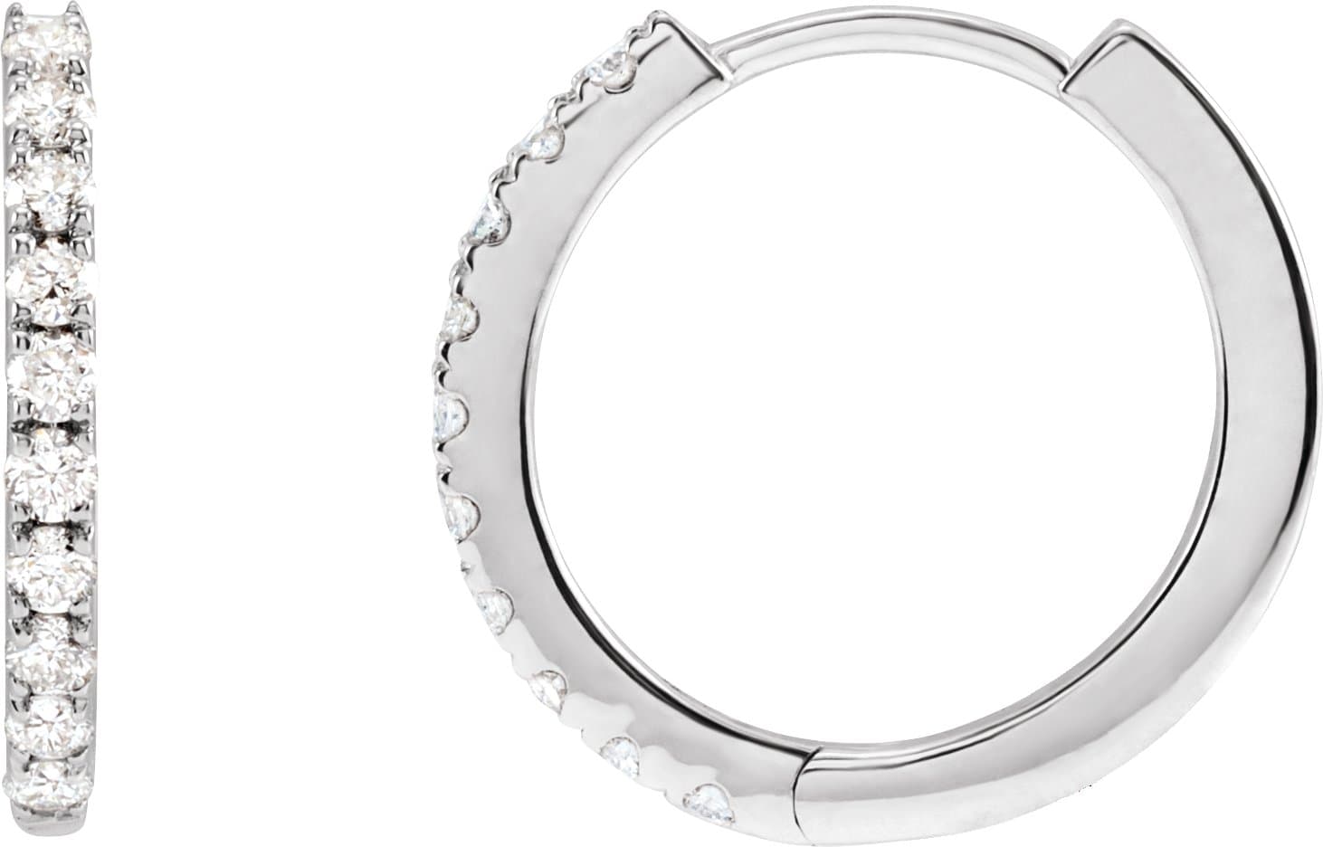 14K White Gold 1/4 CTW Lab-Grown Diamond 14 mm Hoop Earrings