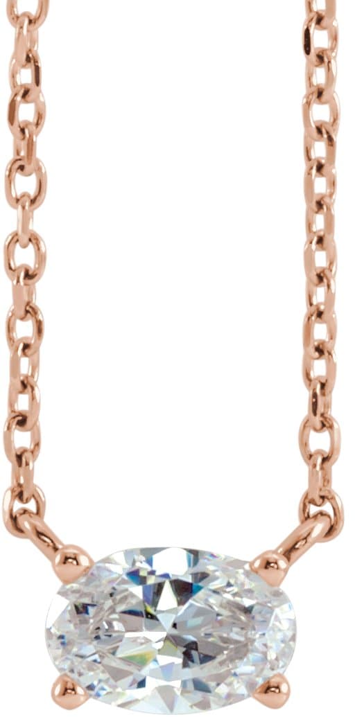 14K Rose 1/2 CTW Lab-Grown Diamond Solitaire 16-18 Necklace