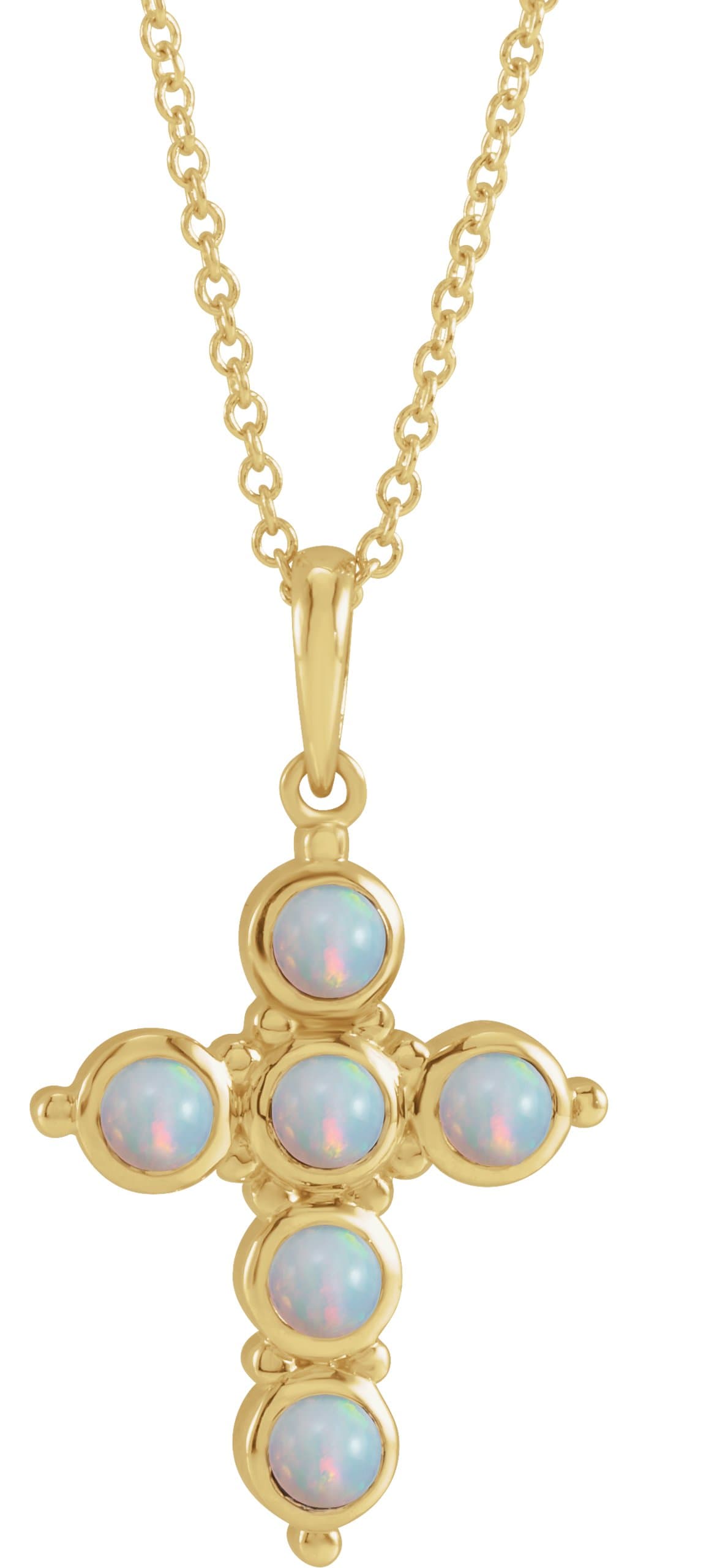 14K Rose Natural Turquoise Cross 16-18 Necklace