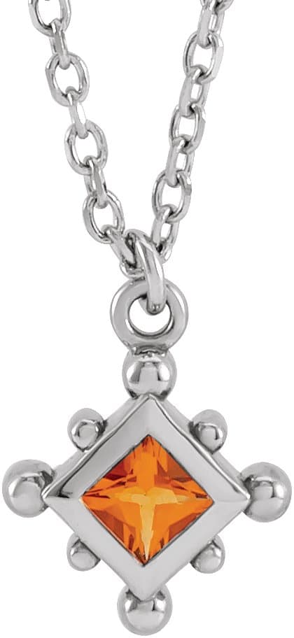 14K Rose Lab-Grown Alexandrite Bezel-Set Beaded 16-18 Necklace