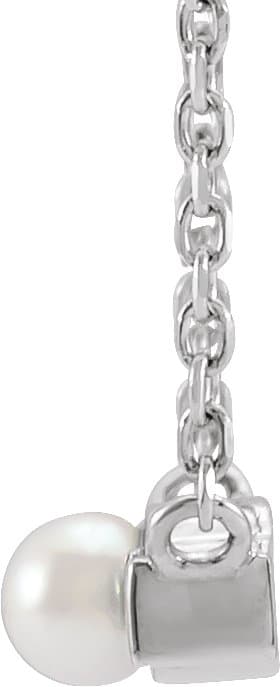 Pearl Petite Bar Necklace or Center view 2