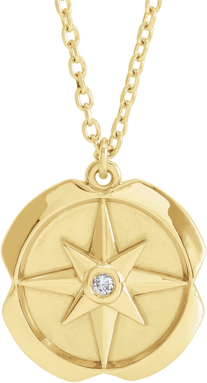 14K Rose .01 CT Natural Diamond Star 16-18 Necklace