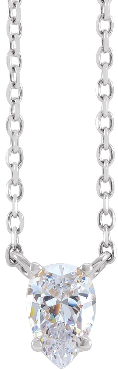 14K Rose 1/3 CT Natural Diamond Solitaire 16-18 Necklace