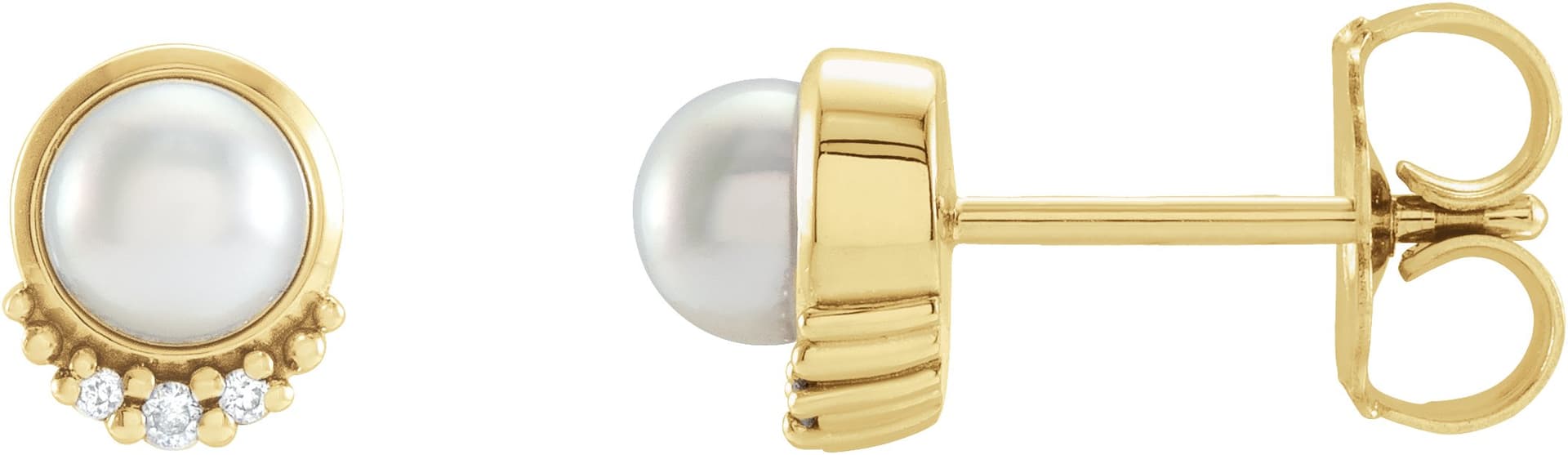 14K Rose .02 CTW Natural Diamond Semi-Set Earrings for 4 mm Pearl