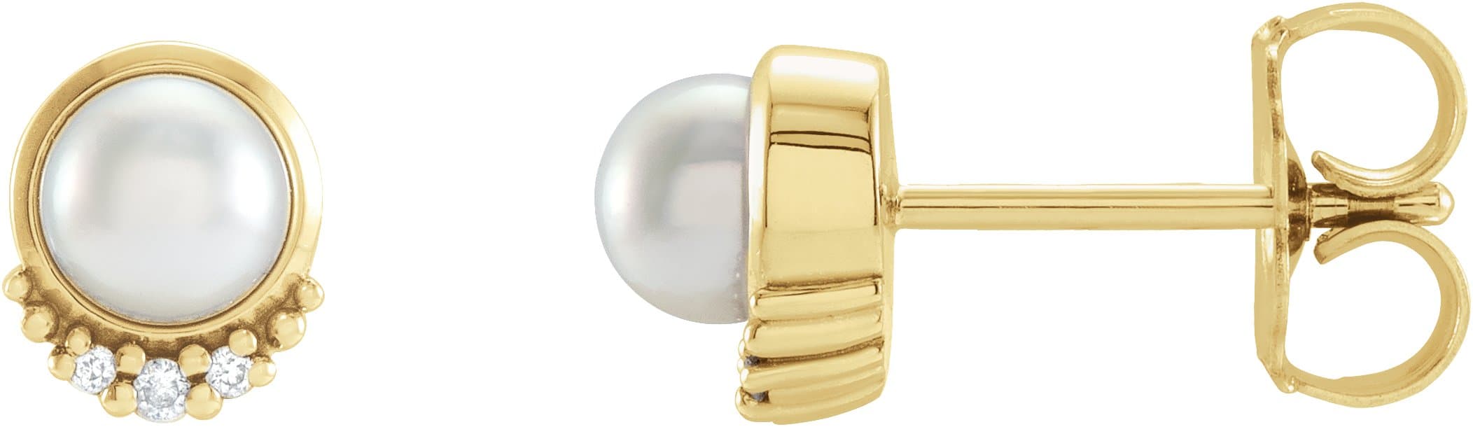 14K Rose .02 CTW Natural Diamond Semi-Set Earrings for 4 mm Pearl
