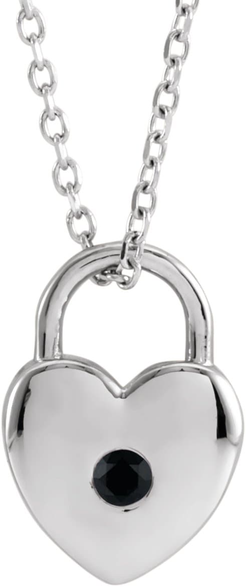 14K Rose Natural Pink Sapphire Heart Lock 18 Necklace