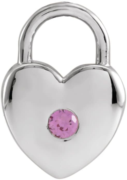 14K Rose Natural Black Spinel Heart Lock Pendant