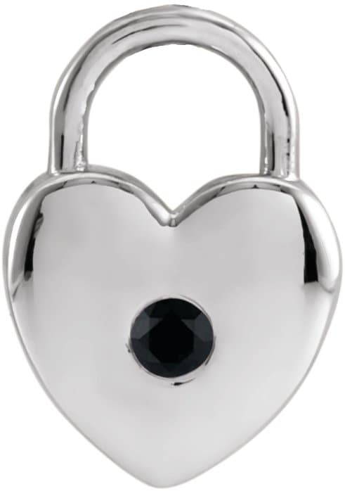 14K Rose Natural Black Spinel Heart Lock Pendant