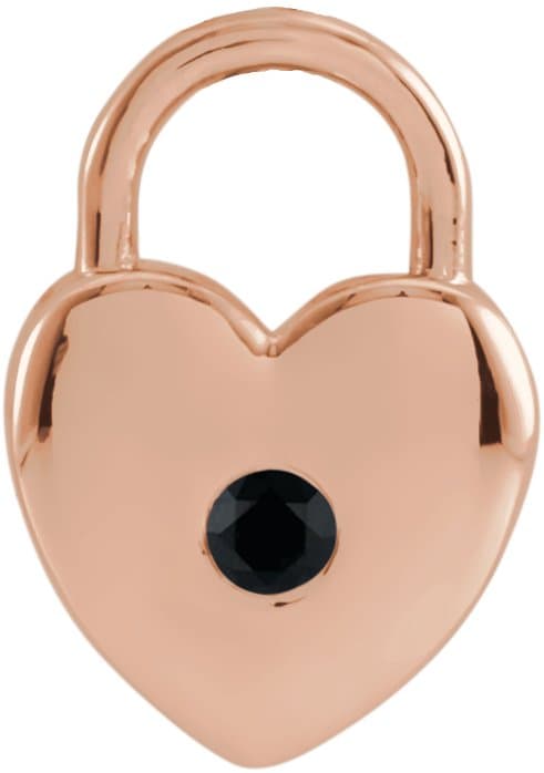 14K Rose Natural Black Spinel Heart Lock Pendant