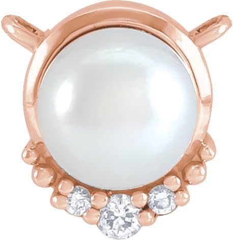 14K Rose Cultured White Akoya Pearl & .025 CTW Natural Diamond 18 Necklace