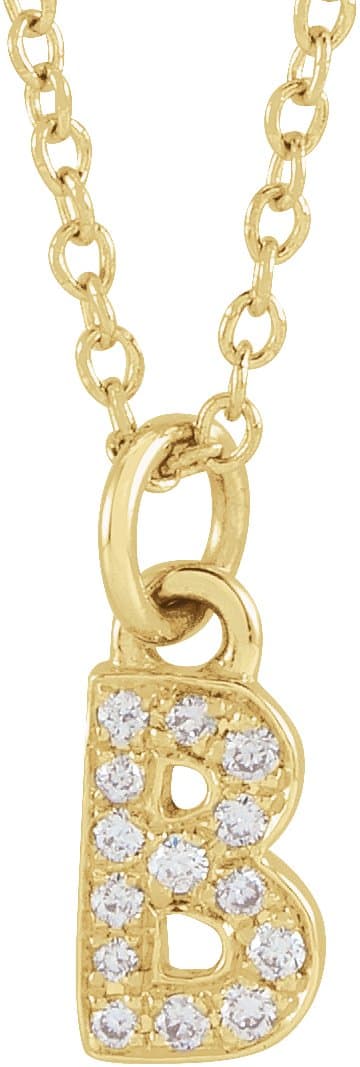 14K Rose .025 CTW Natural Diamond Petite Initial J 16-18 Necklace