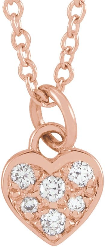 14K Rose .06 CTW Natural Diamond Petite Heart 16-18 Necklace