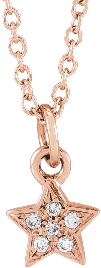 14K Rose .03 CTW Natural Diamond Youth Petite Star 15 Necklace