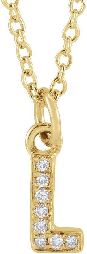 14K Rose .03 CTW Natural Diamond Petite Initial I 16-18" Necklace