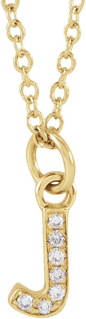 14K Rose .025 CTW Natural Diamond Petite Initial J 16-18 Necklace