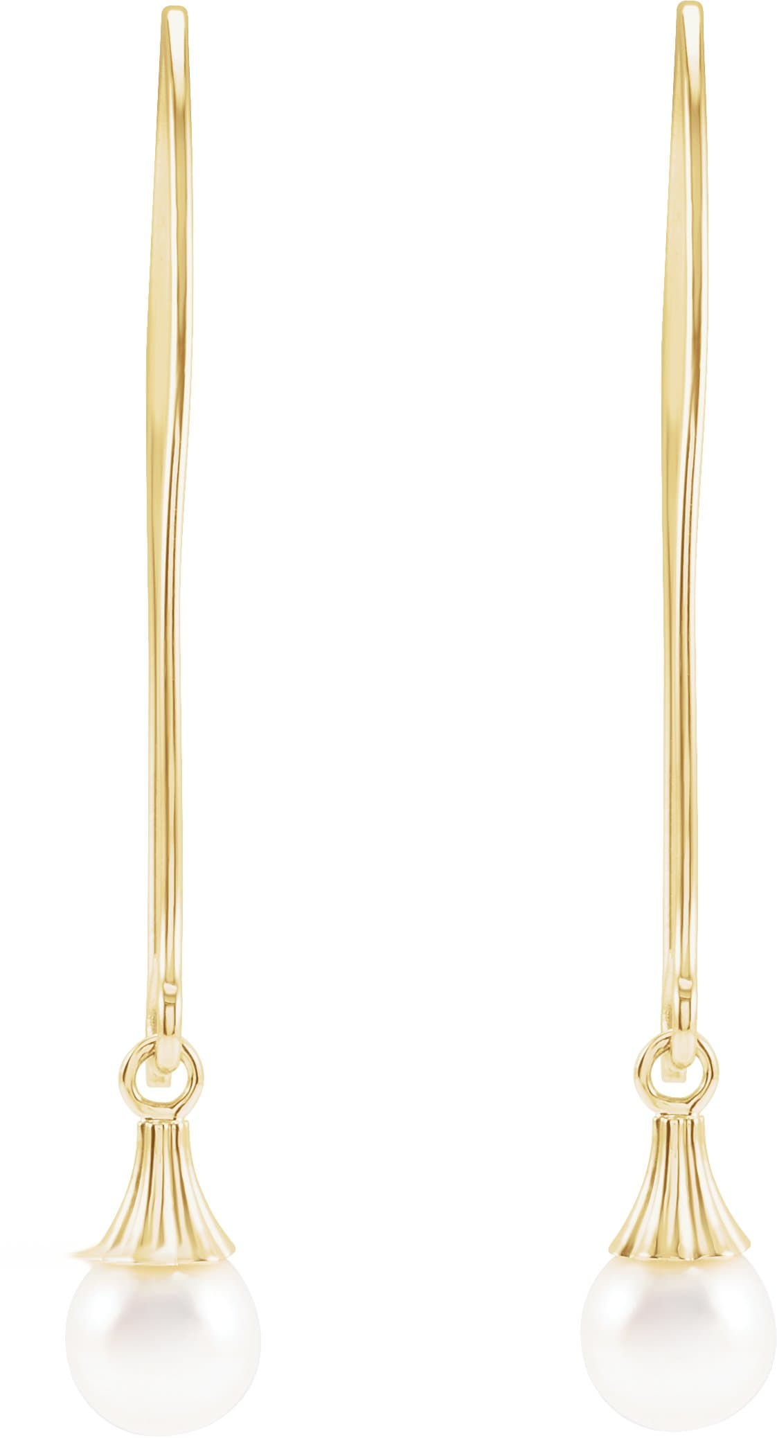 Dangle Wire Pearl Earrings view 2