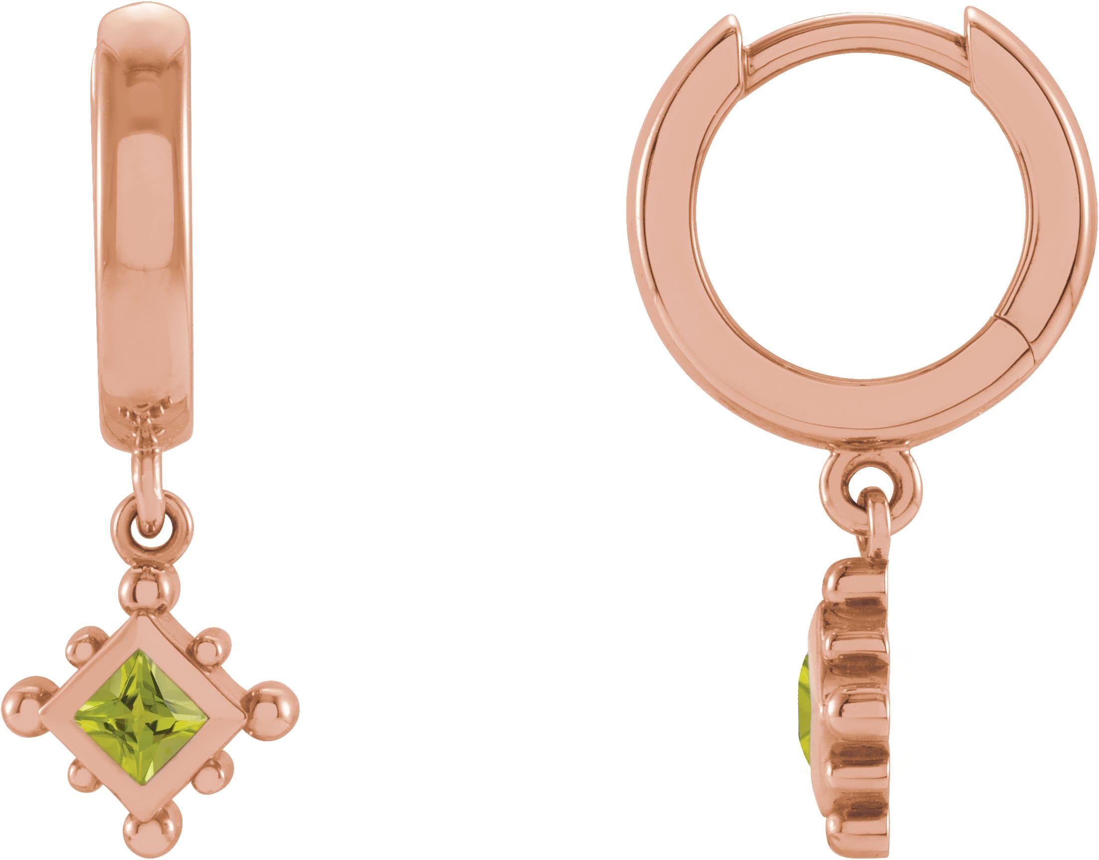 14K Rose 1/5 CT Natural Diamond Beaded Bezel-Set Hoop Earrings