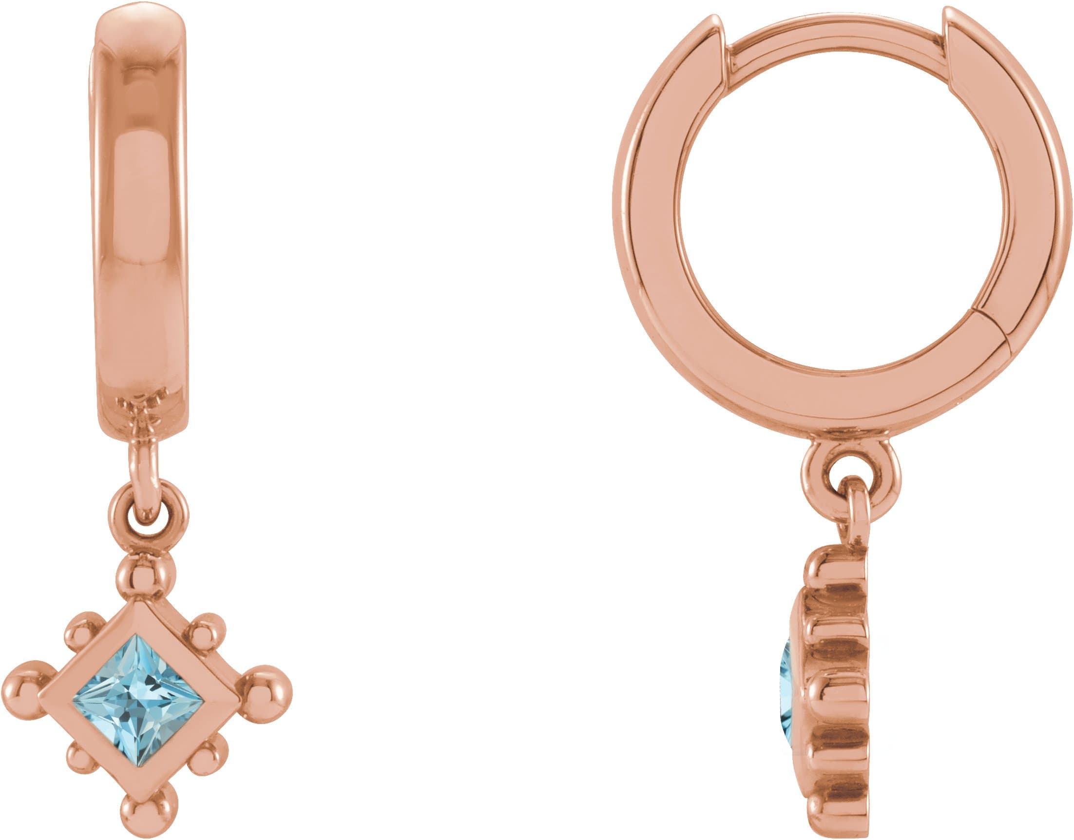 14K Rose Gold 1/5 CT Natural Diamond Beaded Bezel-Set Hoop Earrings