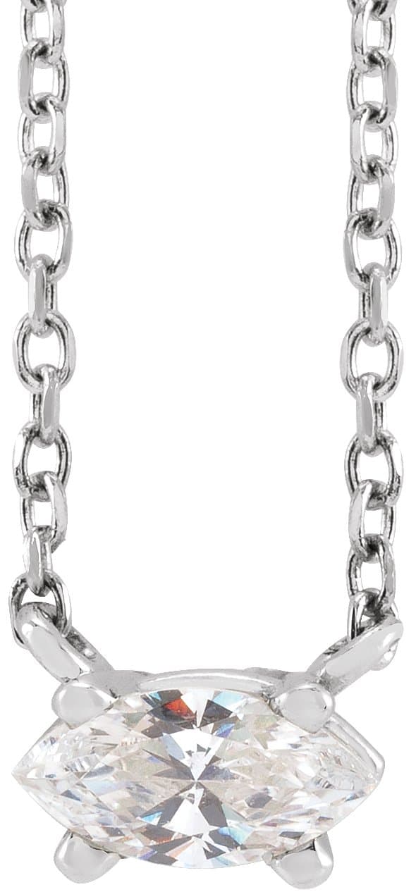 Sterling Silver 1/4 CT Natural Diamond Solitaire 16-18 Necklace