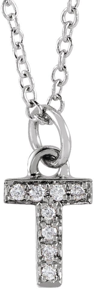14K Rose .025 CTW Natural Diamond Petite Initial J 16-18 Necklace