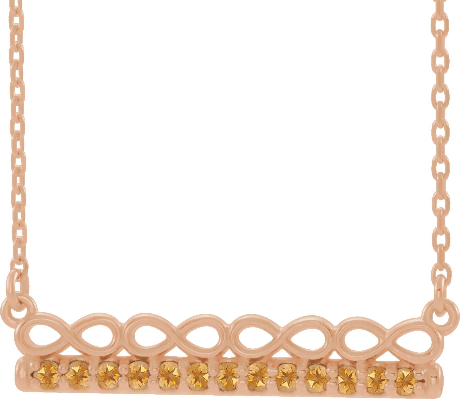 14K Rose 1/5 CTW Natural Diamond Infinity-Inspired Bar 16" Necklace