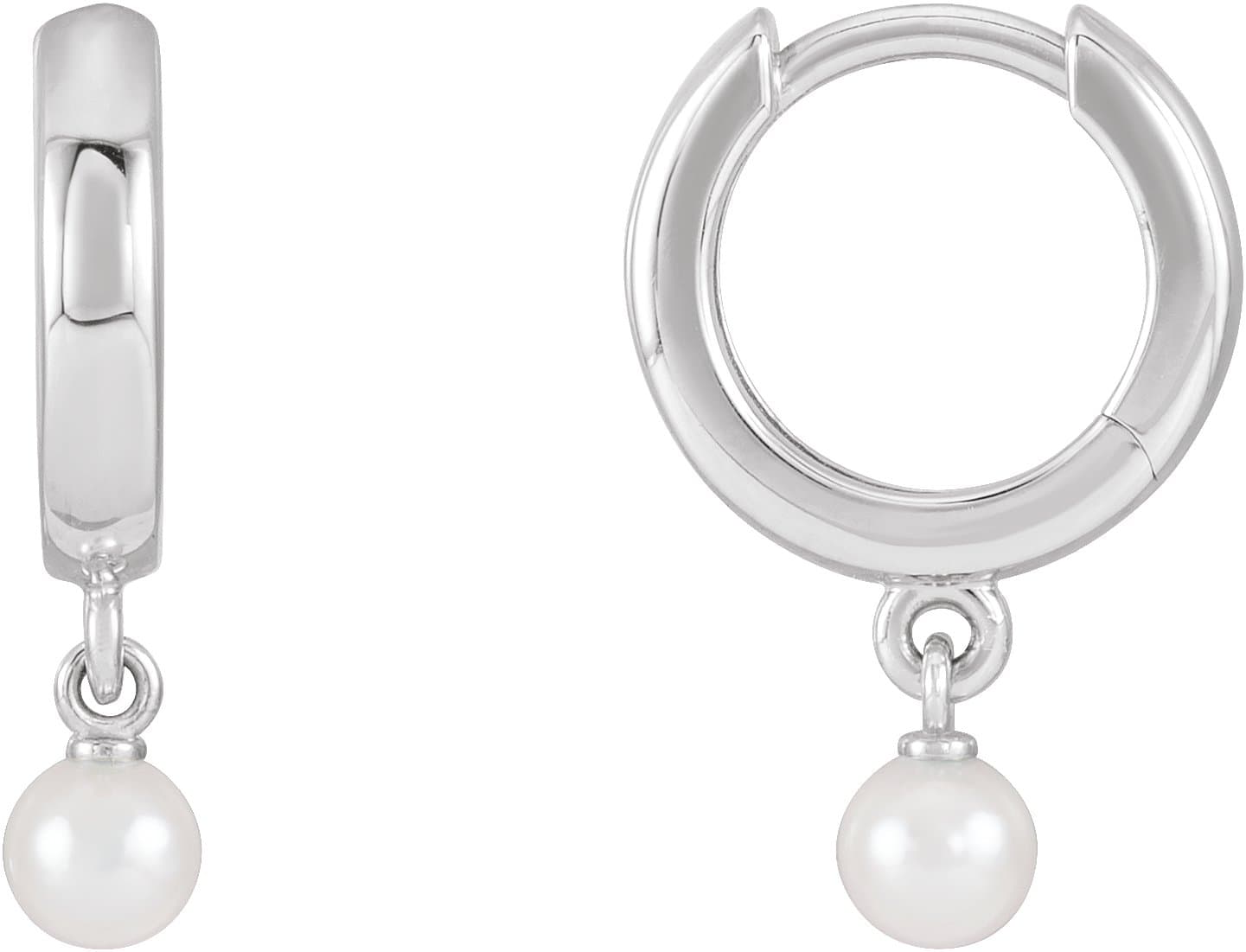 14K Yellow Cultured Seed Pearl Hoop Earrings