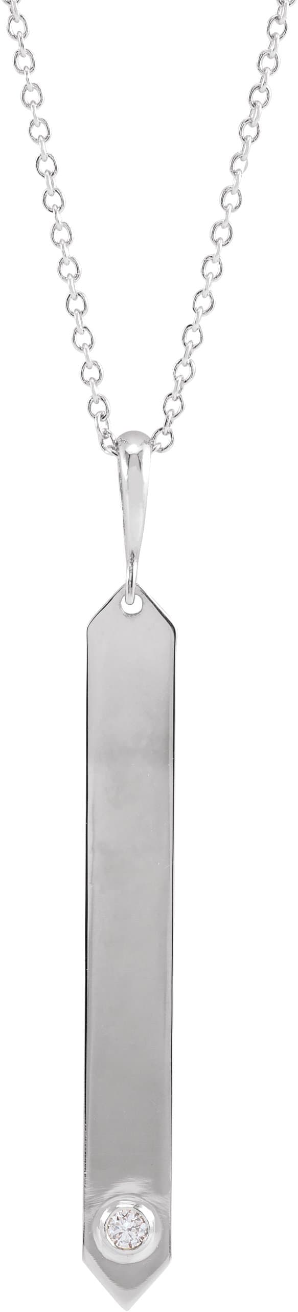 Platinum .03 CTW Natural Diamond Engravable Bar 18 Necklace